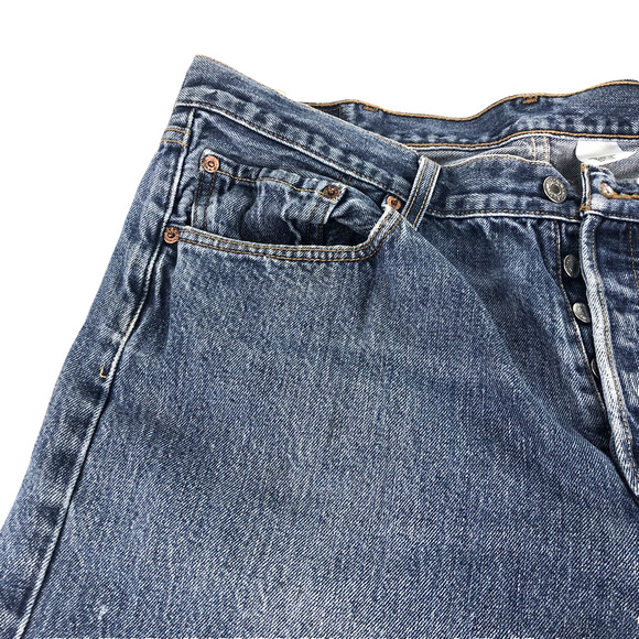 Vintage Levis 501 Jeans Men's 38x34 Straight Leg Button Fly Distressed 90s Denim - Picture 4 of 11